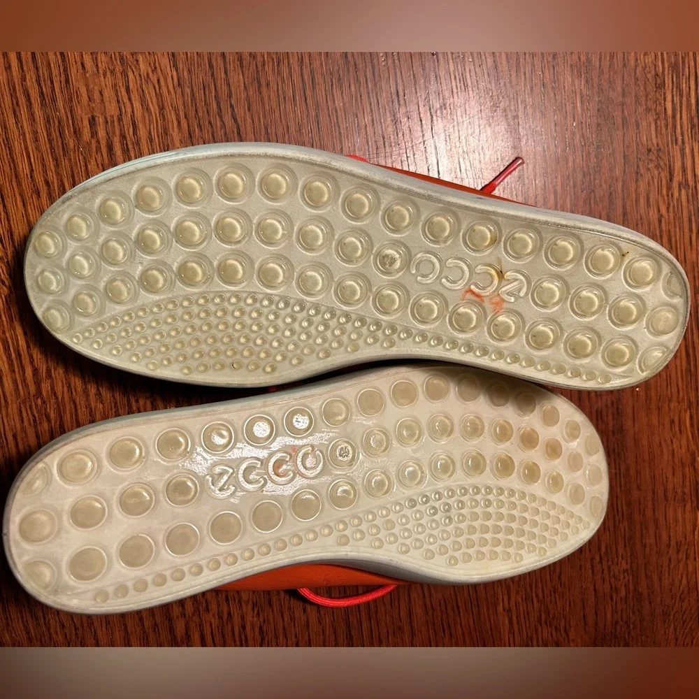 Ecco Orange Leather Lace-Up Sneakers - Picture 3 of 6
